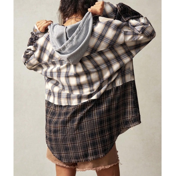 Cozy Plaid print Button Down Oversized Jacket Shacket - Picture 4 of 7